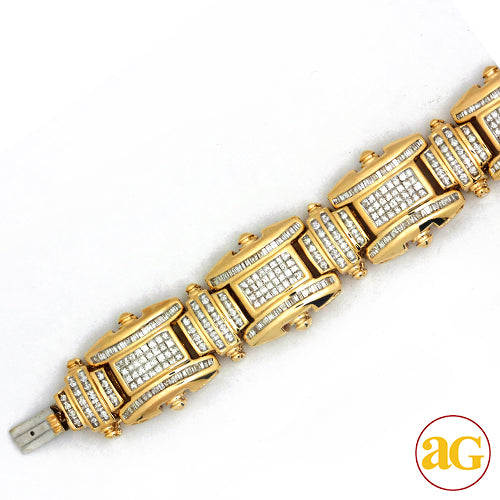 14KY 8.10CTW PC DIAMOND MENS BRACELET