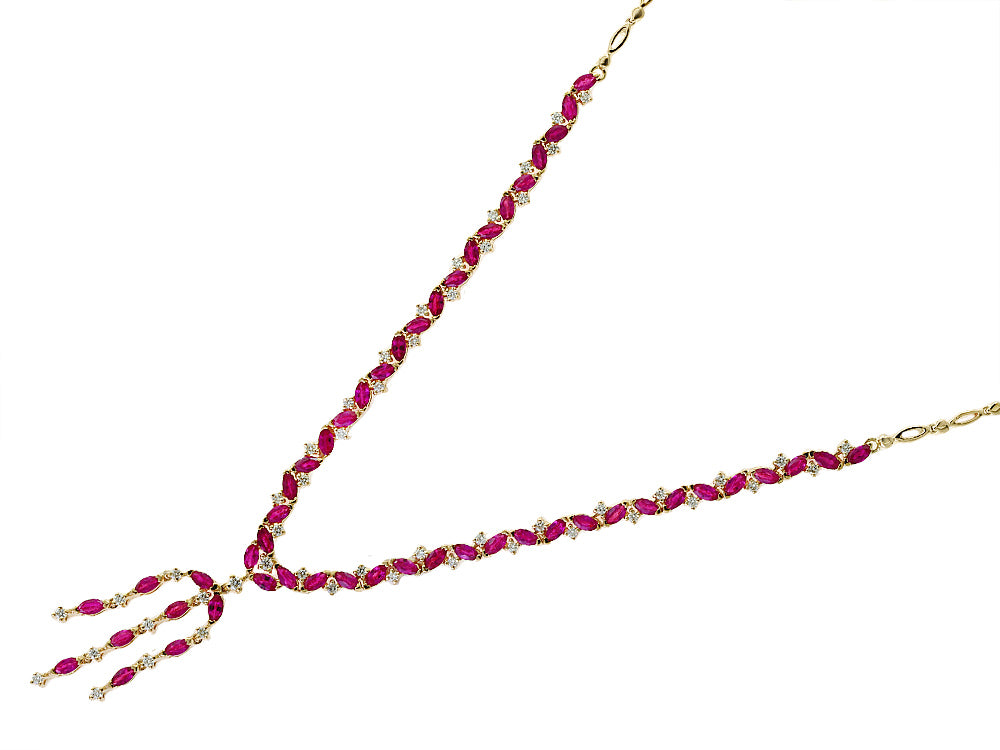 EFFY 14K YELLOW GOLD DIAMOND,NATURAL RUBY NECKLACE