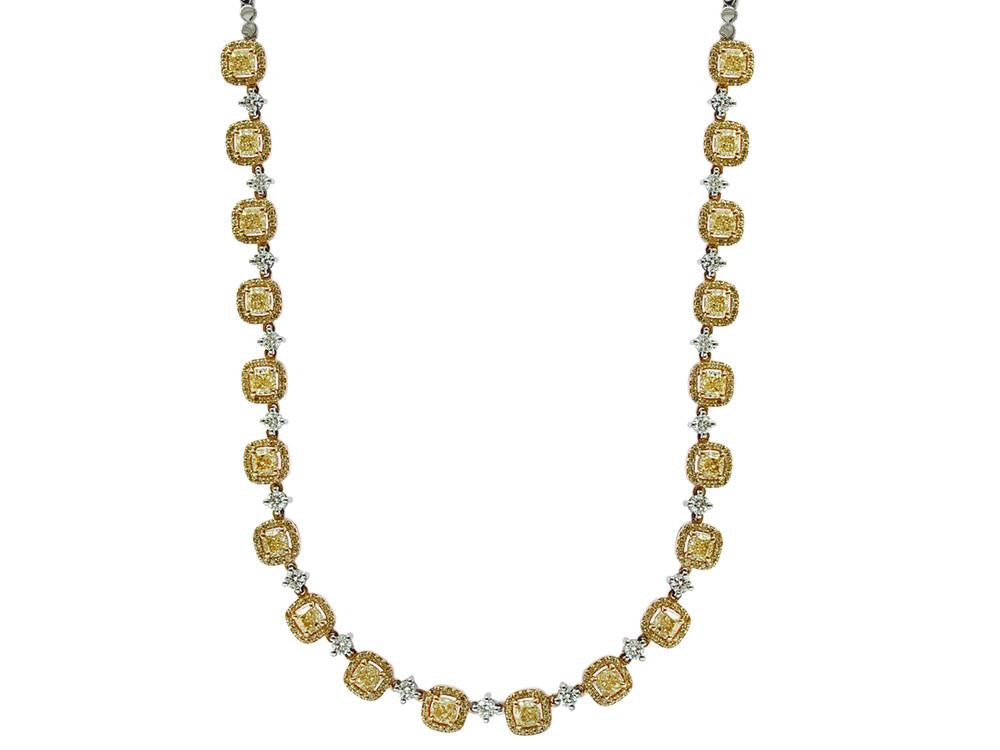 EFFY 14K WHITE and YELLOW GOLD DIAMOND,NATURAL YELLOW DIAMOND NECKLACE