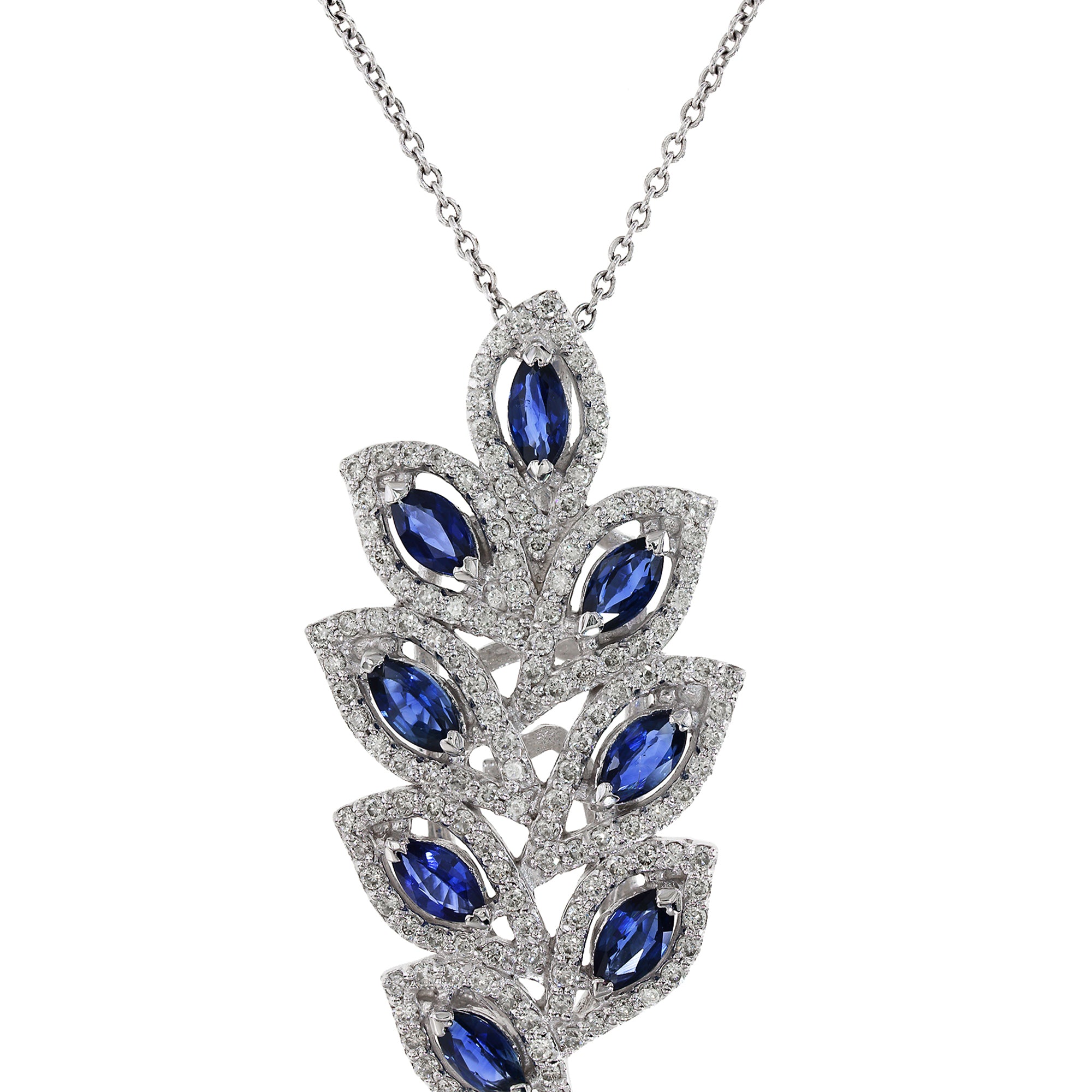 Effy 14K White Gold Diamond,Natural Sapphire Pendant
