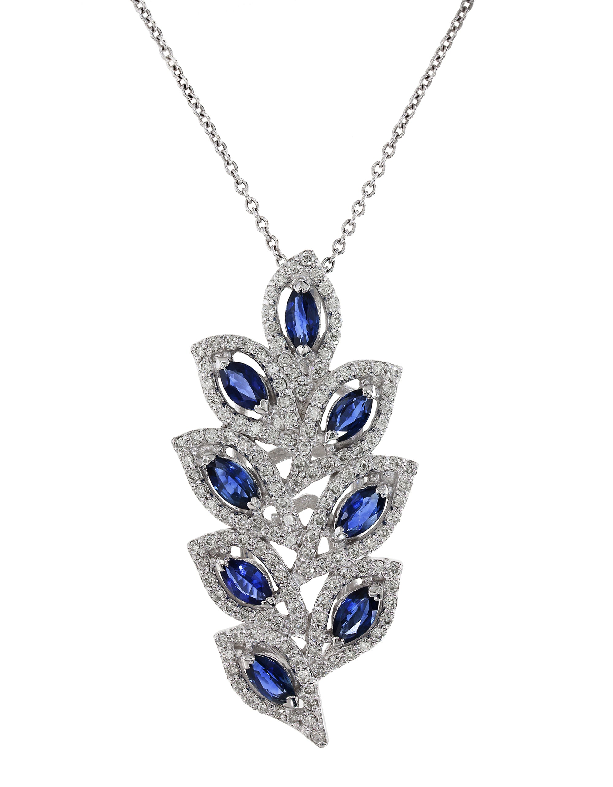 Effy 14K White Gold Diamond,Natural Sapphire Pendant