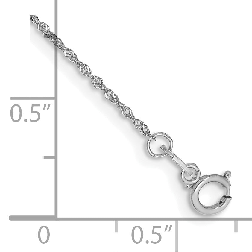 14k WG 1mm Singapore Chain Anklet