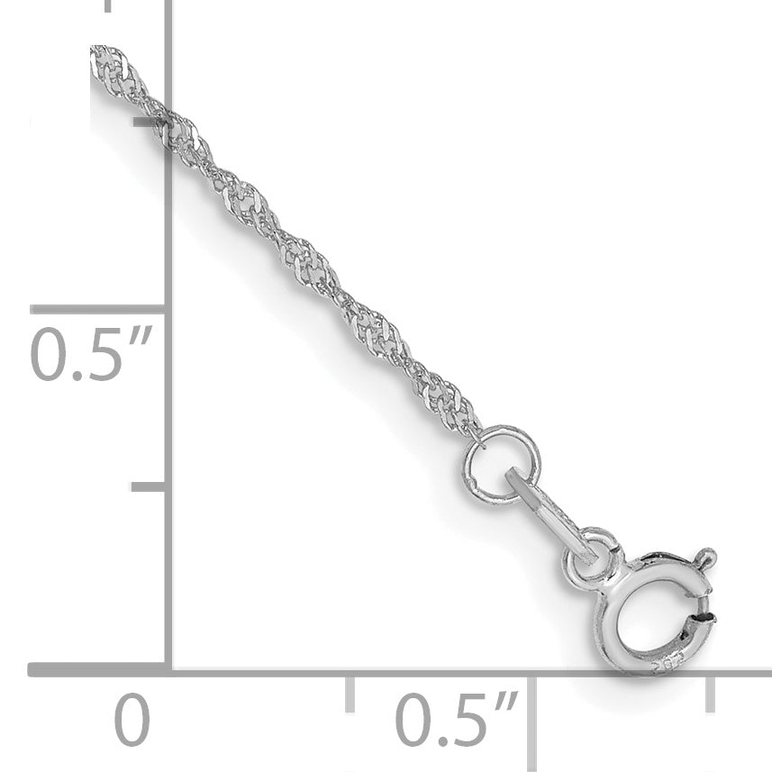 14k WG 1.1mm Singapore Chain Anklet