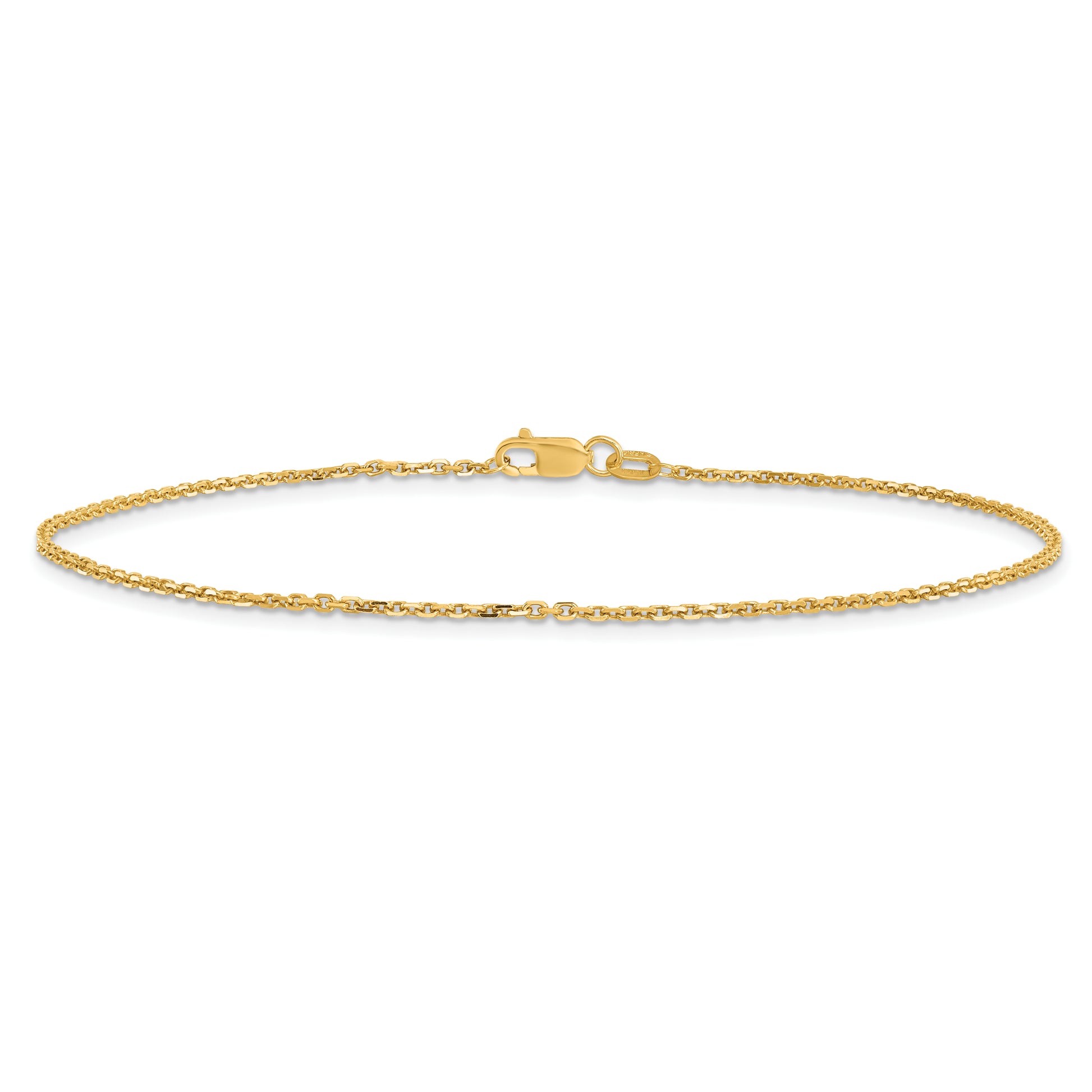 14k 1.4mm D/C Round Open Link Cable Chain Anklet