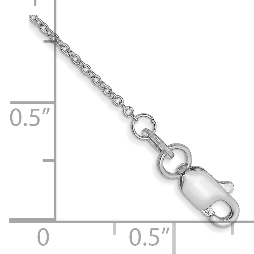 14k WG 1mm Round Open Link Cable Chain Anklet