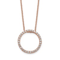 14k Rose Gold 1/2ct Lab Grown Dia VS/SI+ G+ 18in Round Pendant Necklace