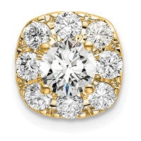 14k 1 ct Lab Grown Diamond VS/SI+ G+ Cushion Halo Chain Slide Pendant