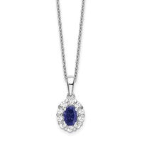 14kw 1/2ct Lab Grown Dia VS/SI+ G+ & Cr Sapphire Comp 18in Halo Necklace