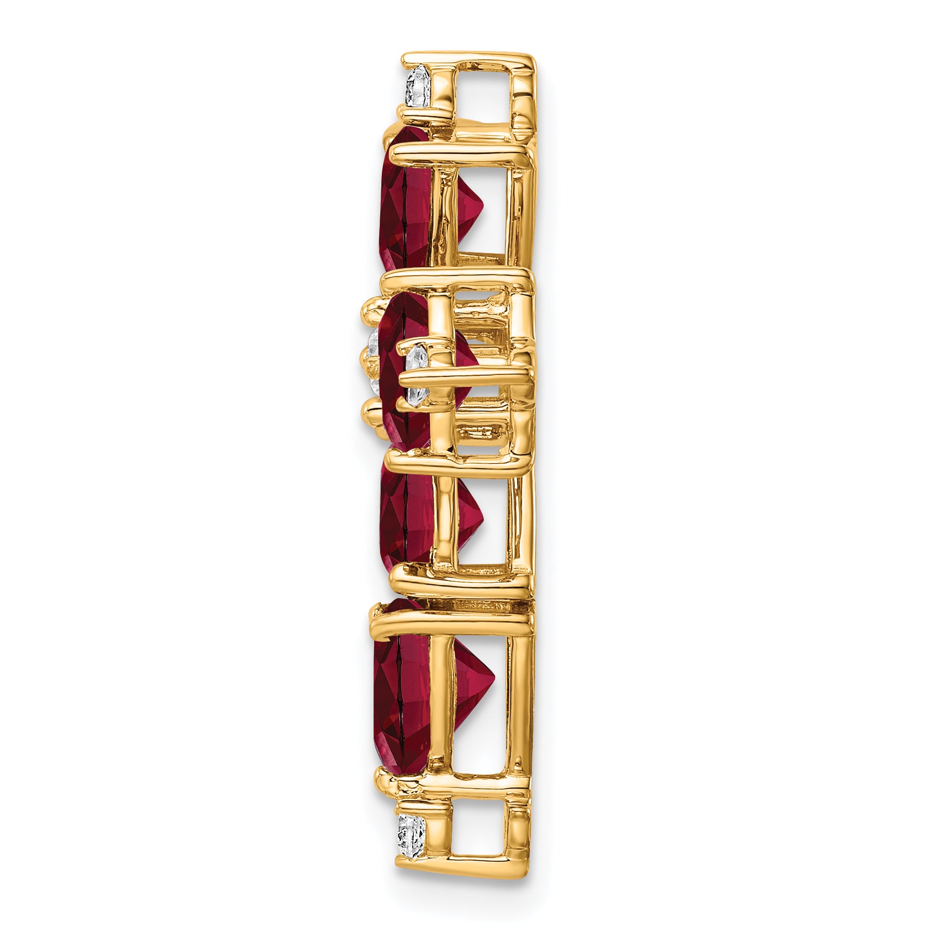 14k 1/5 ct Lab Grown Diamond VS/SI+ G+ & Created Ruby Chain Slide Pendant