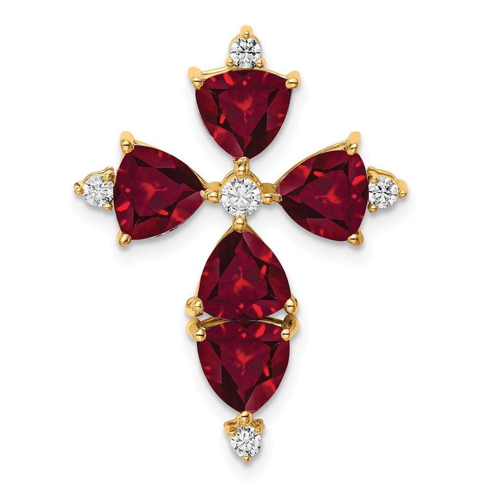 14k 1/5 ct Lab Grown Diamond VS/SI+ G+ & Created Ruby Chain Slide Pendant