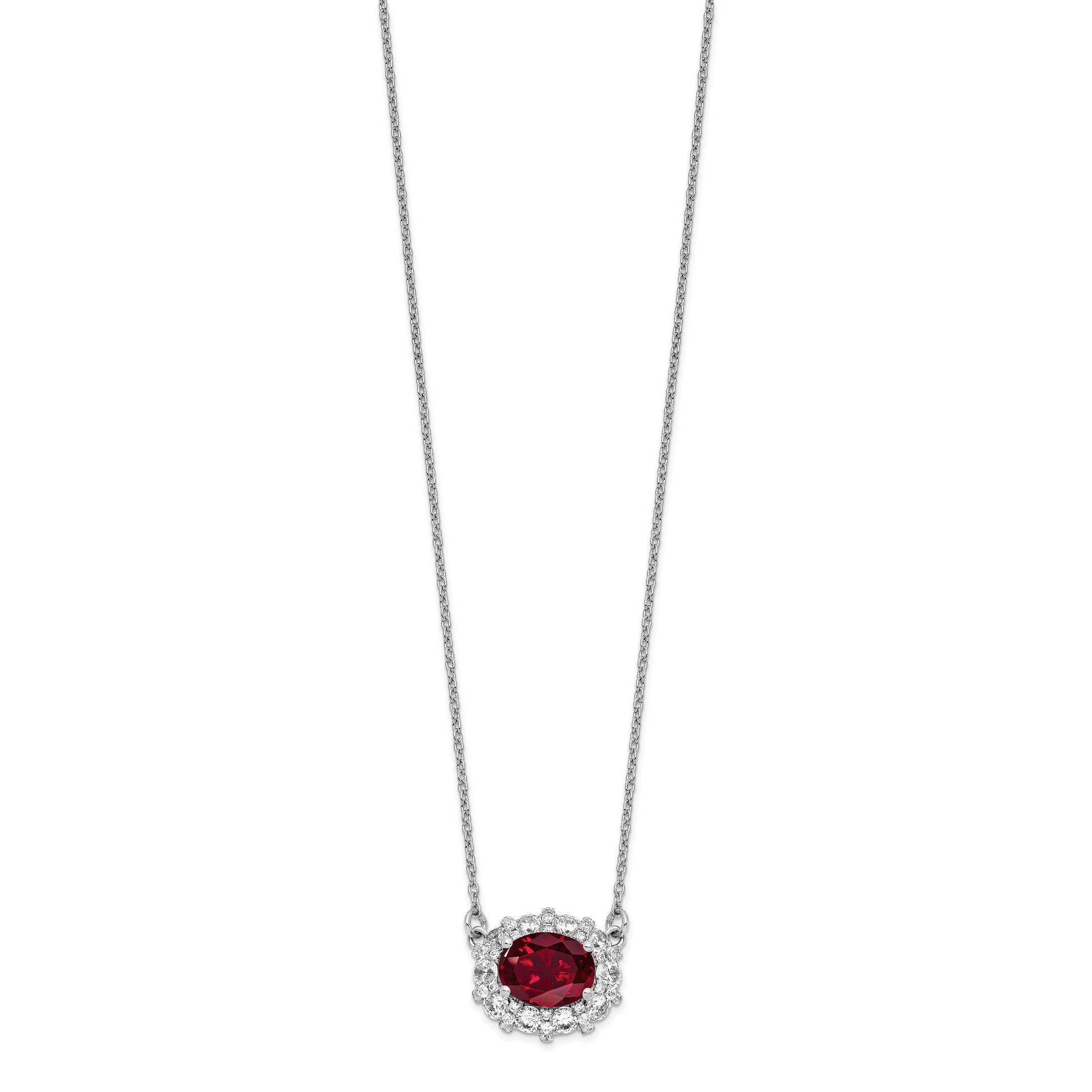 14kw 1ct Lab Grown Diamond VS/SI+ G+ & Cr Ruby Comp 18in Necklace