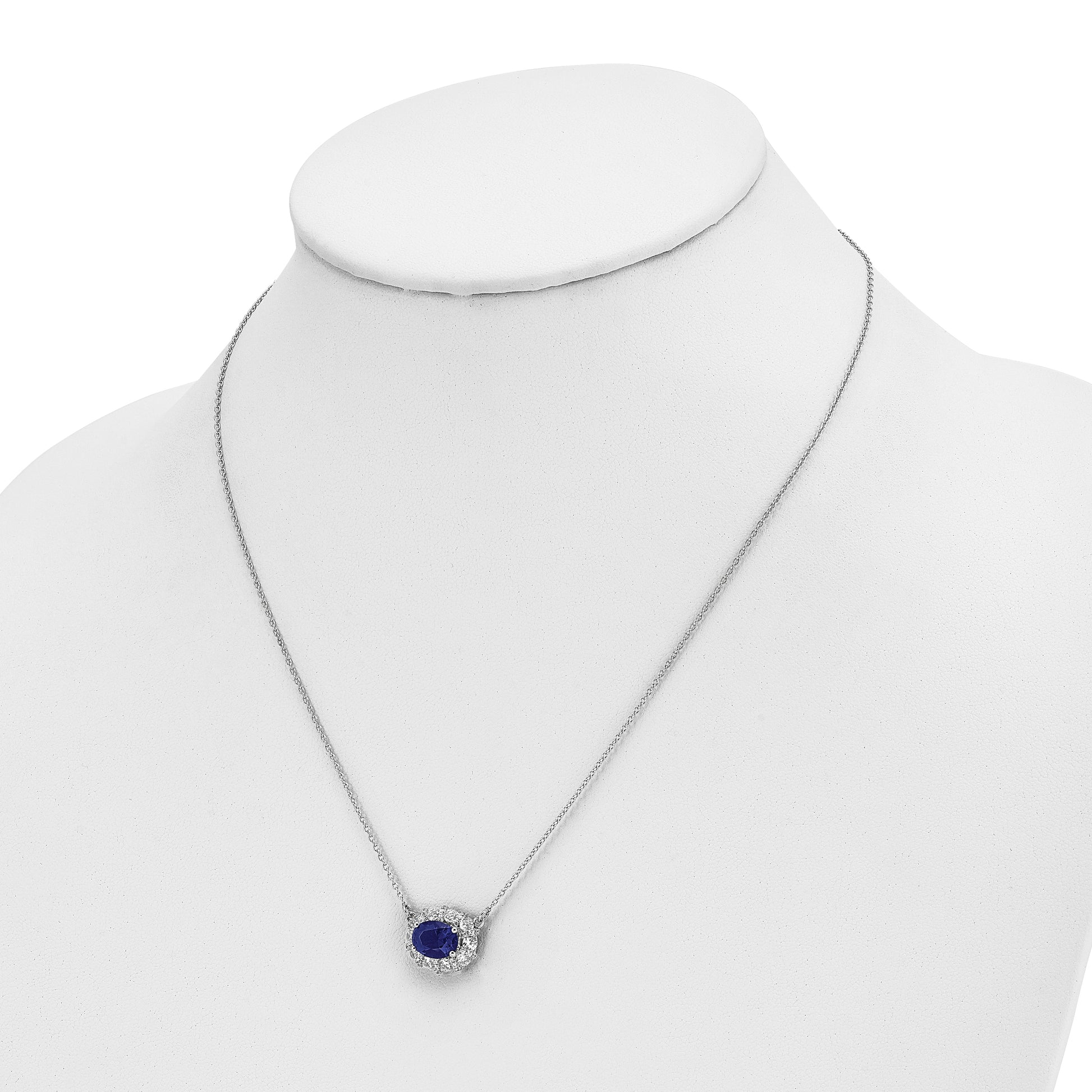14kw 1ct Lab Grown Diamond VS/SI+ G+ & Cr Sapphire Comp 18in Necklace