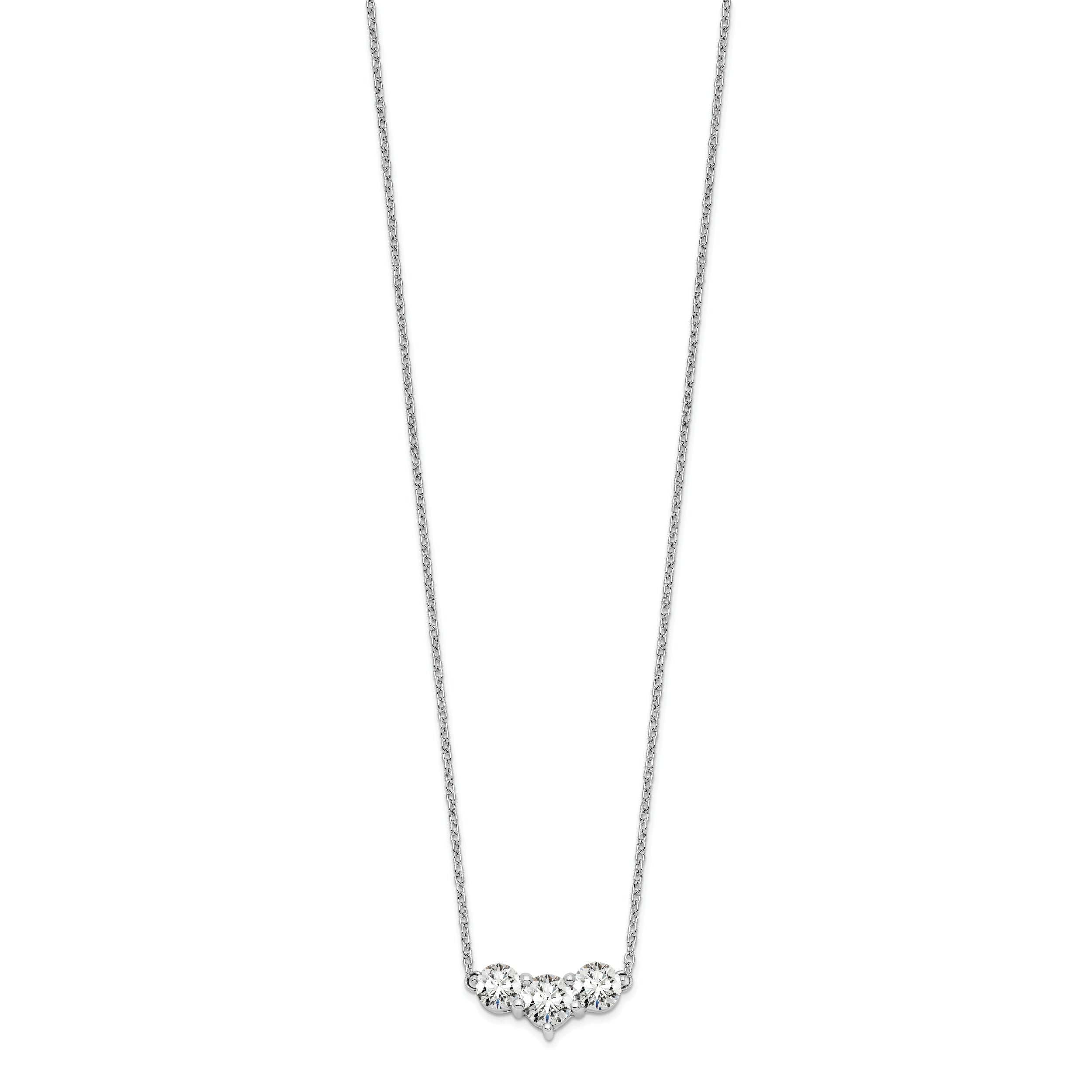 14kw 1ct Lab Grown Diamond VS/SI+ G+ Comp 18in 3 Stone Necklace