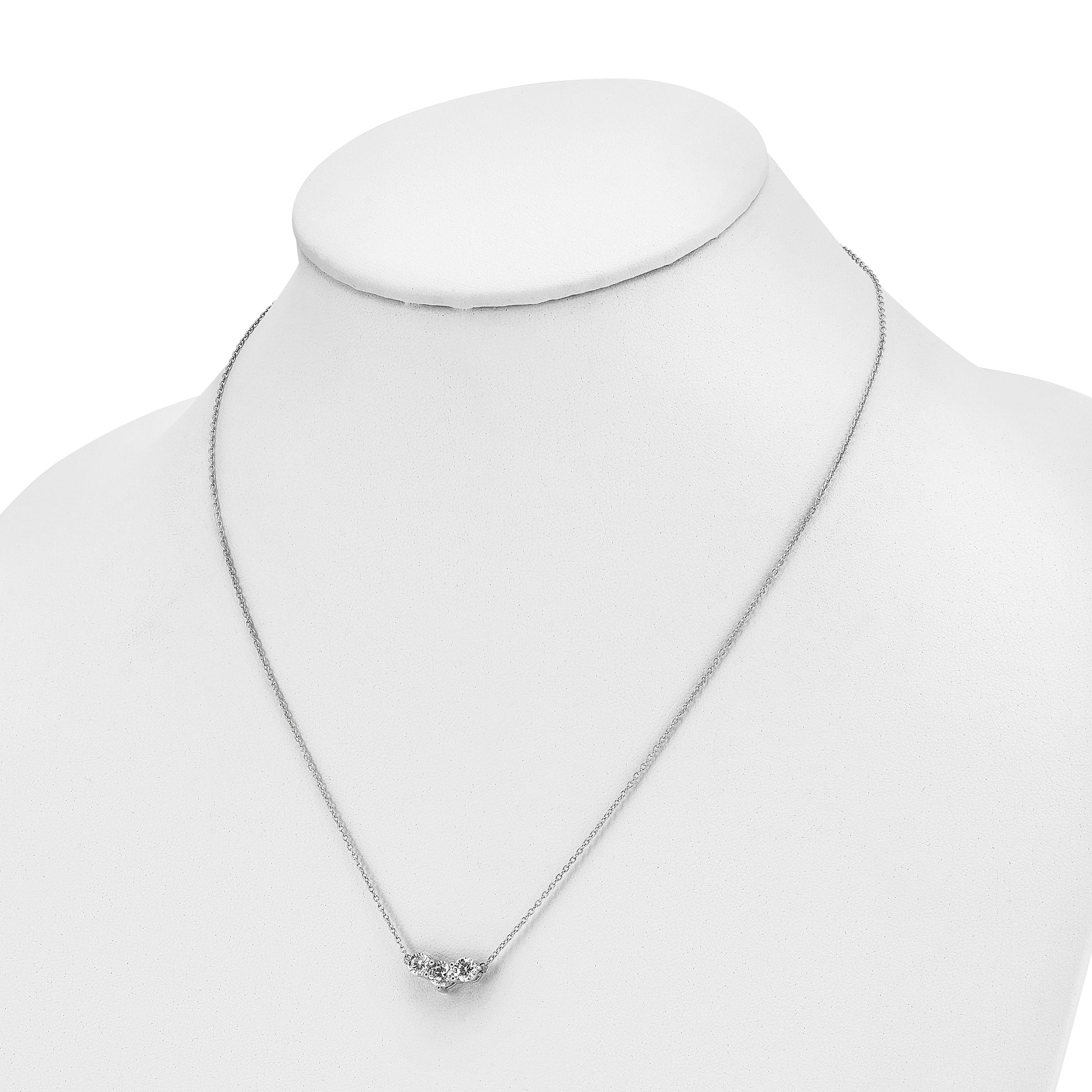 14kw 1ct Lab Grown Diamond VS/SI+ G+ Comp 18in 3 Stone Necklace
