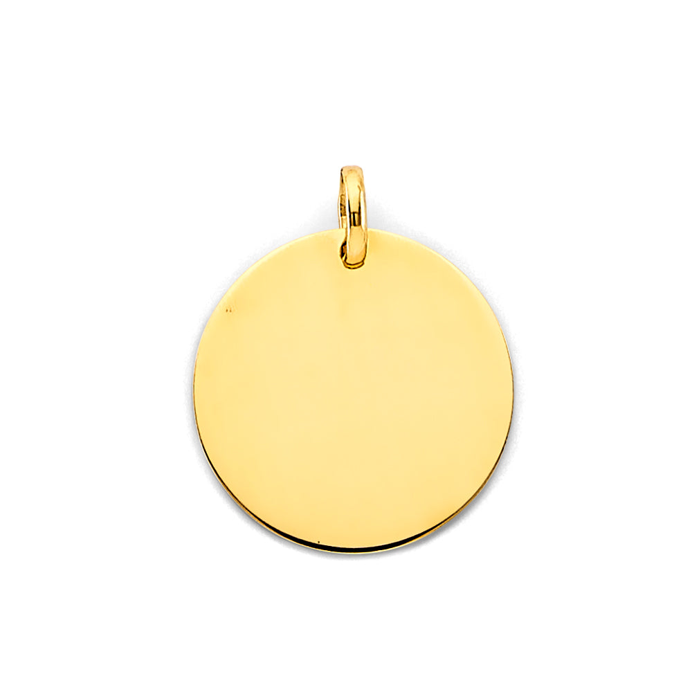 14K Yellow Gold Engravable Round Pendant