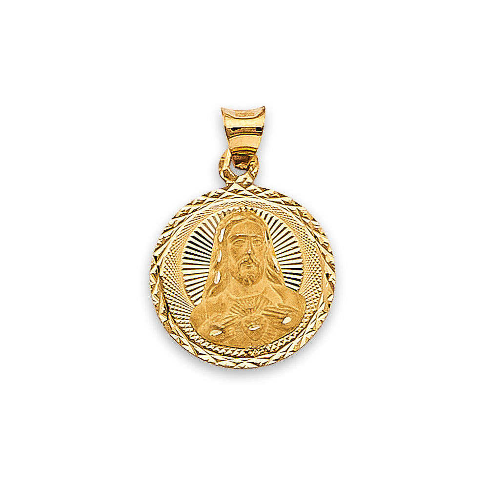 14K Yellow Gold Stamped Jesus Pendant