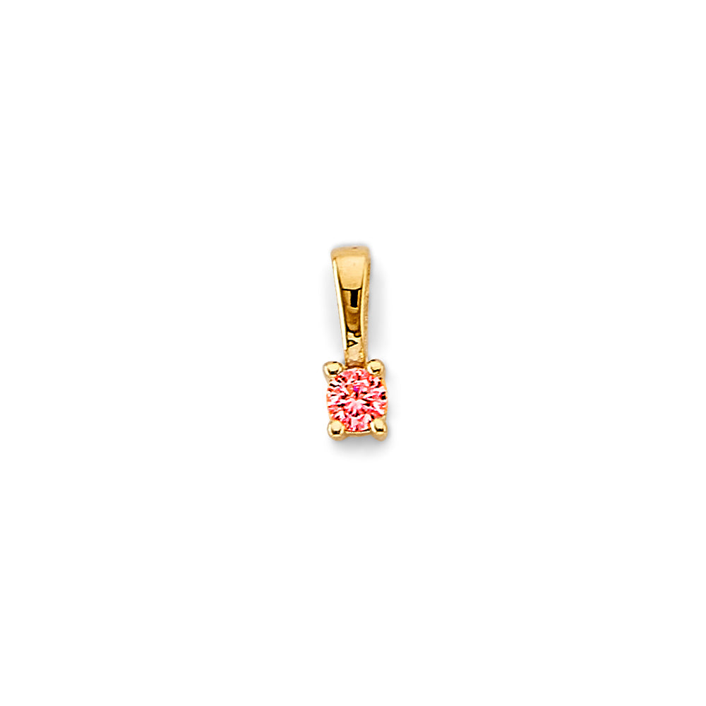 14K Yellow Gold CZ 1-Stone Birthstone Pendant