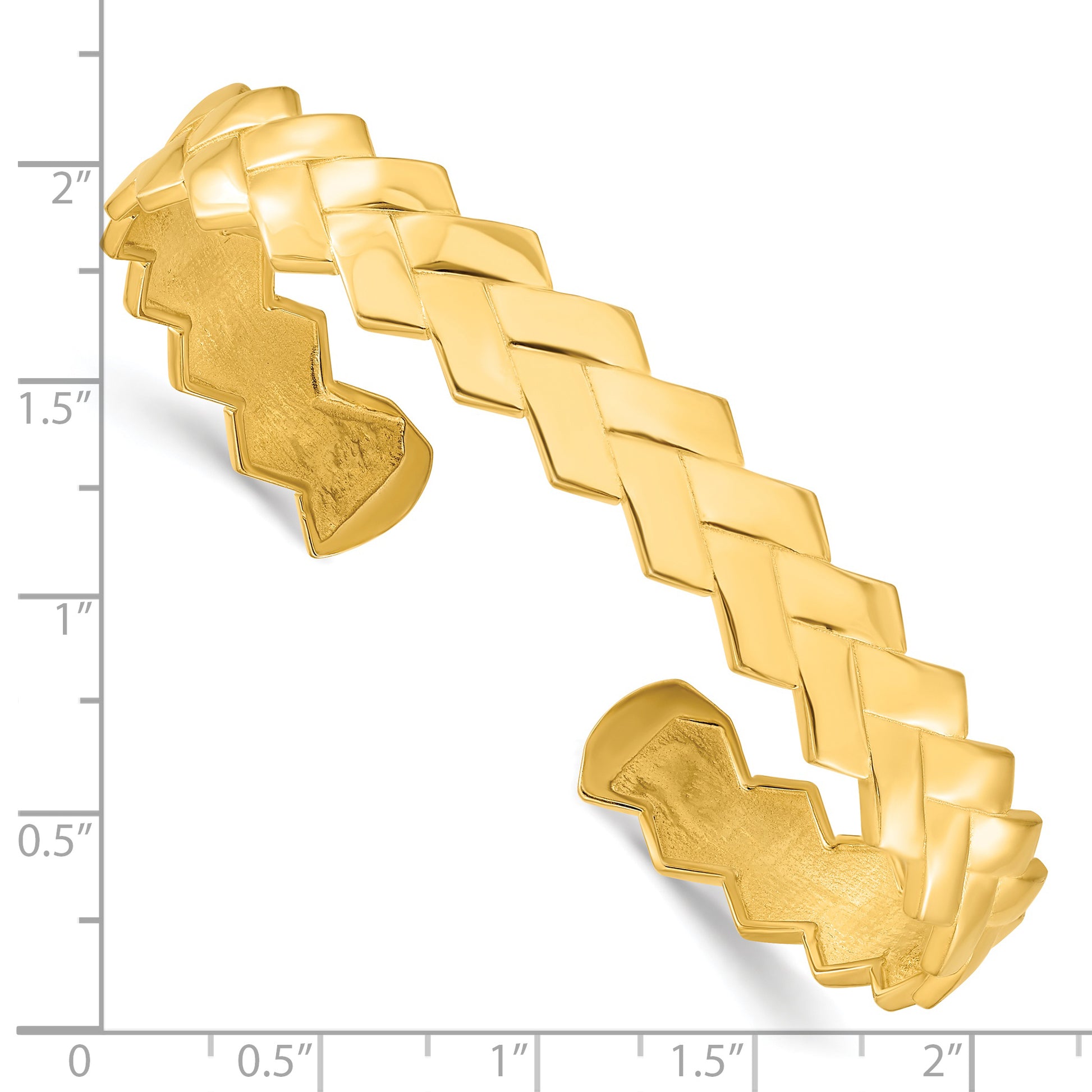 Sterling Silver Gold-plated Polished Cuff Bangle