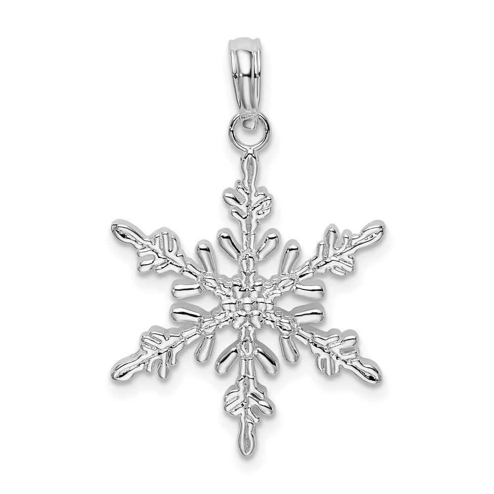 Sterling Silver Rhodium-plated Polished Snowflake Pendant