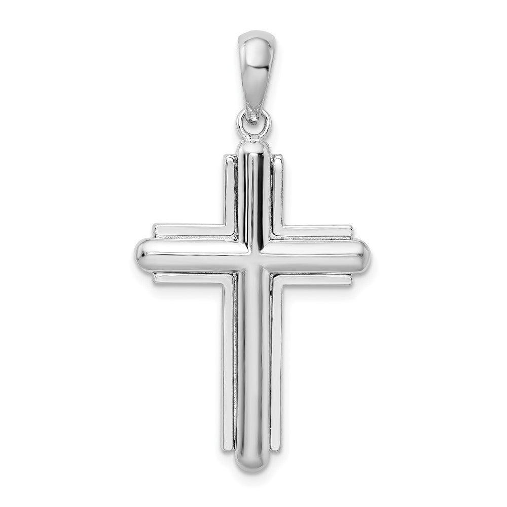 Sterling Silver Rounded Cross w/Frame Pendant