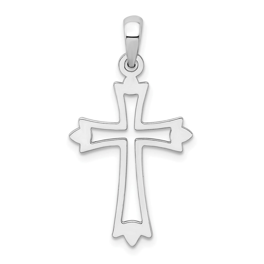 Sterling Silver Rhodium-plated Pointed Ends Cut-out Cross Pendant