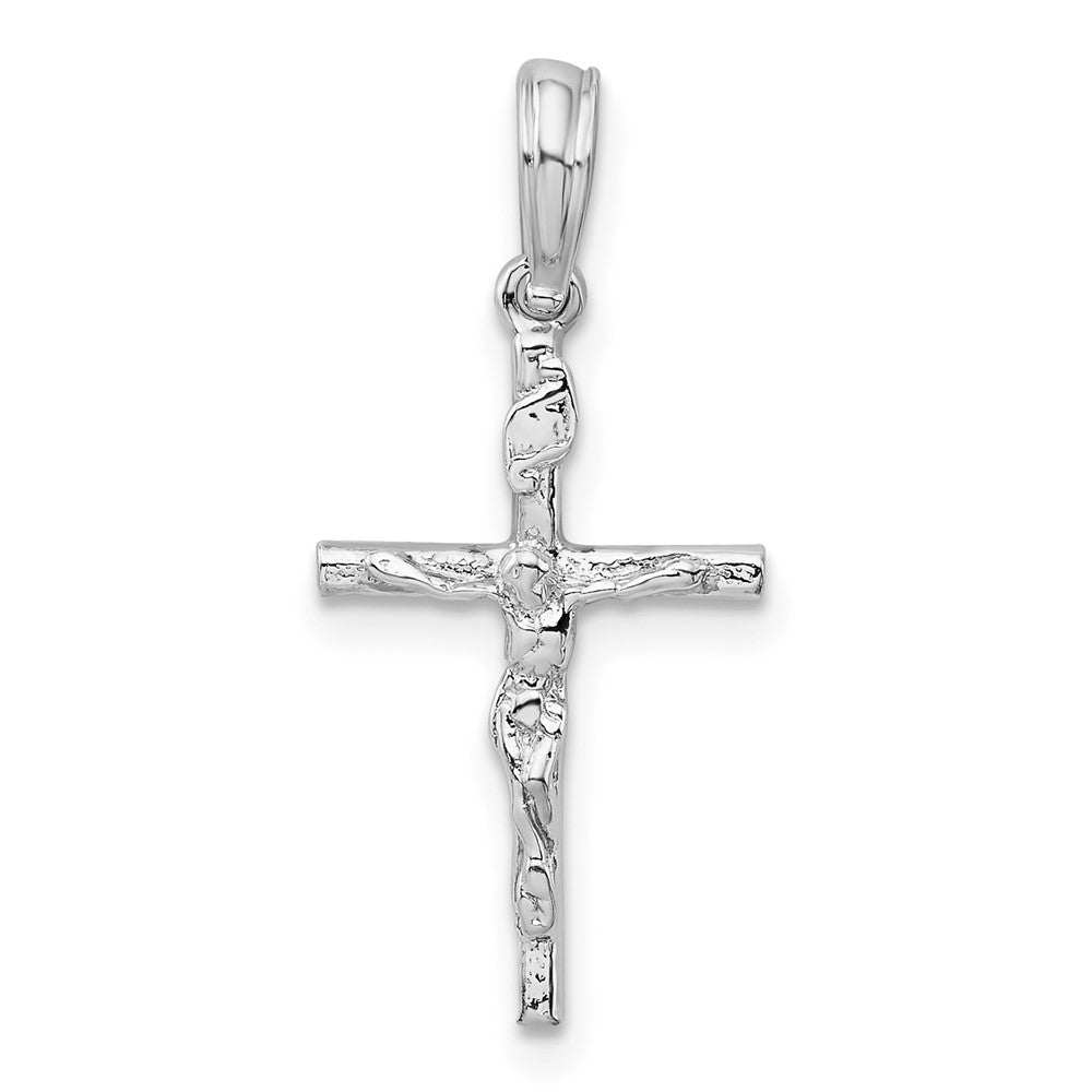 Sterling Silver Rhodium-plated Polished Thin Crucifix Pendant