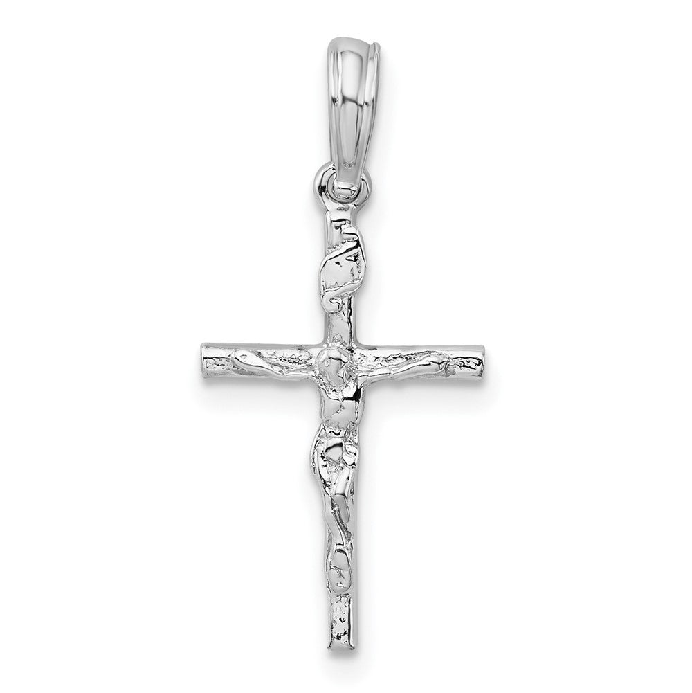 Sterling Silver Rhodium-plated Polished Thin Crucifix Pendant