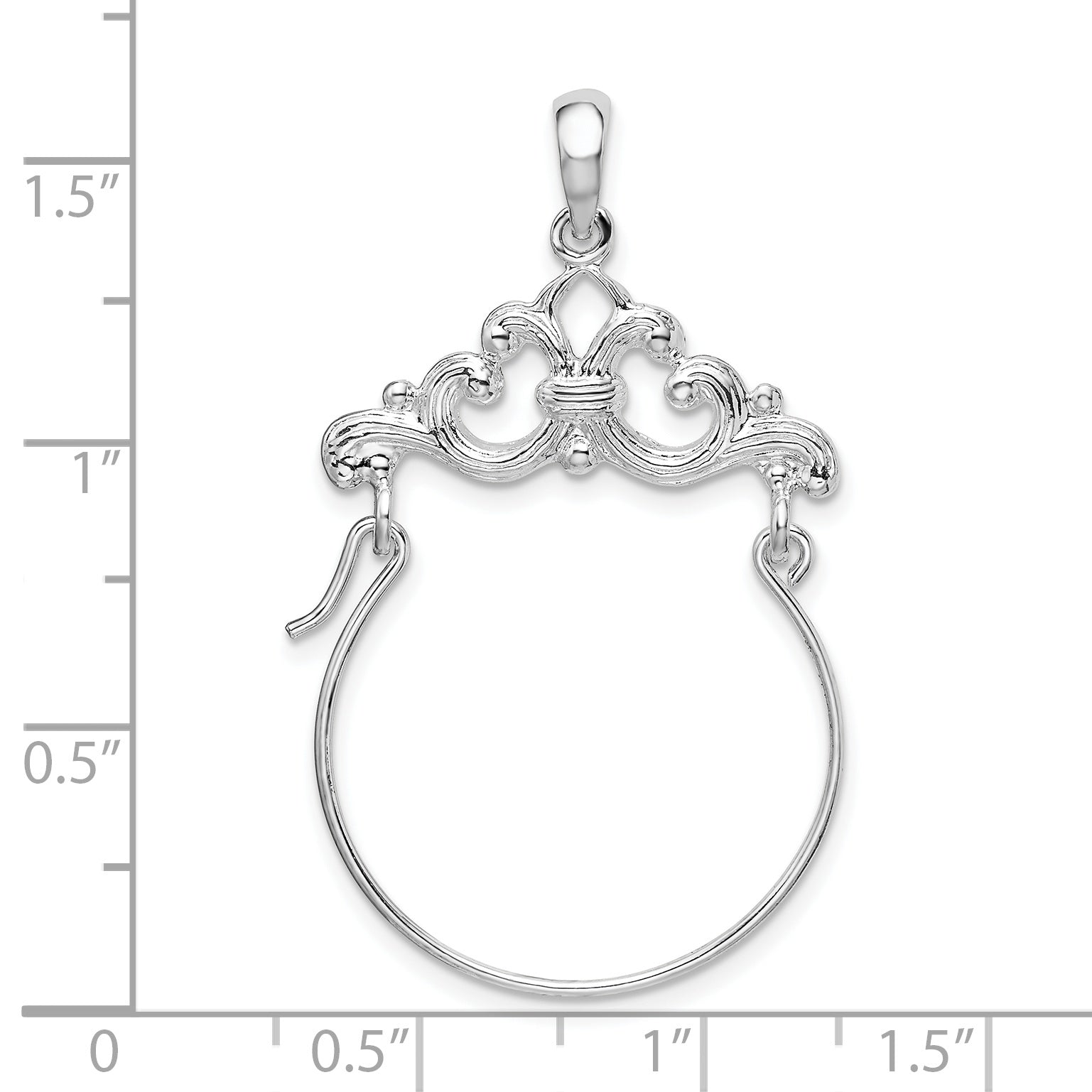 Sterling Silver Polished Scroll Design Charm Holder