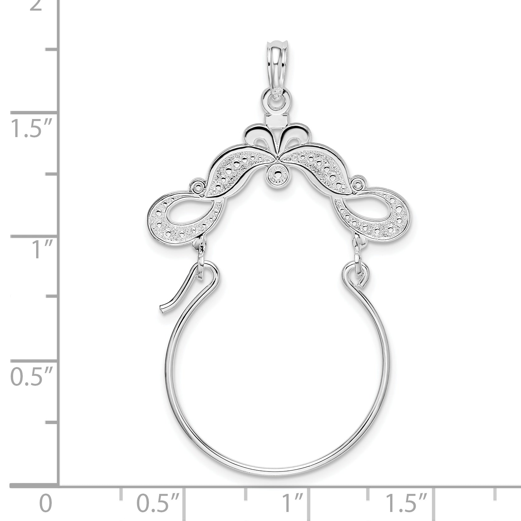 Sterling Silver Polished Beaded Scroll Design Charm Holder
