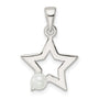 Sterling Silver Rhodium-plated Polished Imitation Pearl Star Pendant