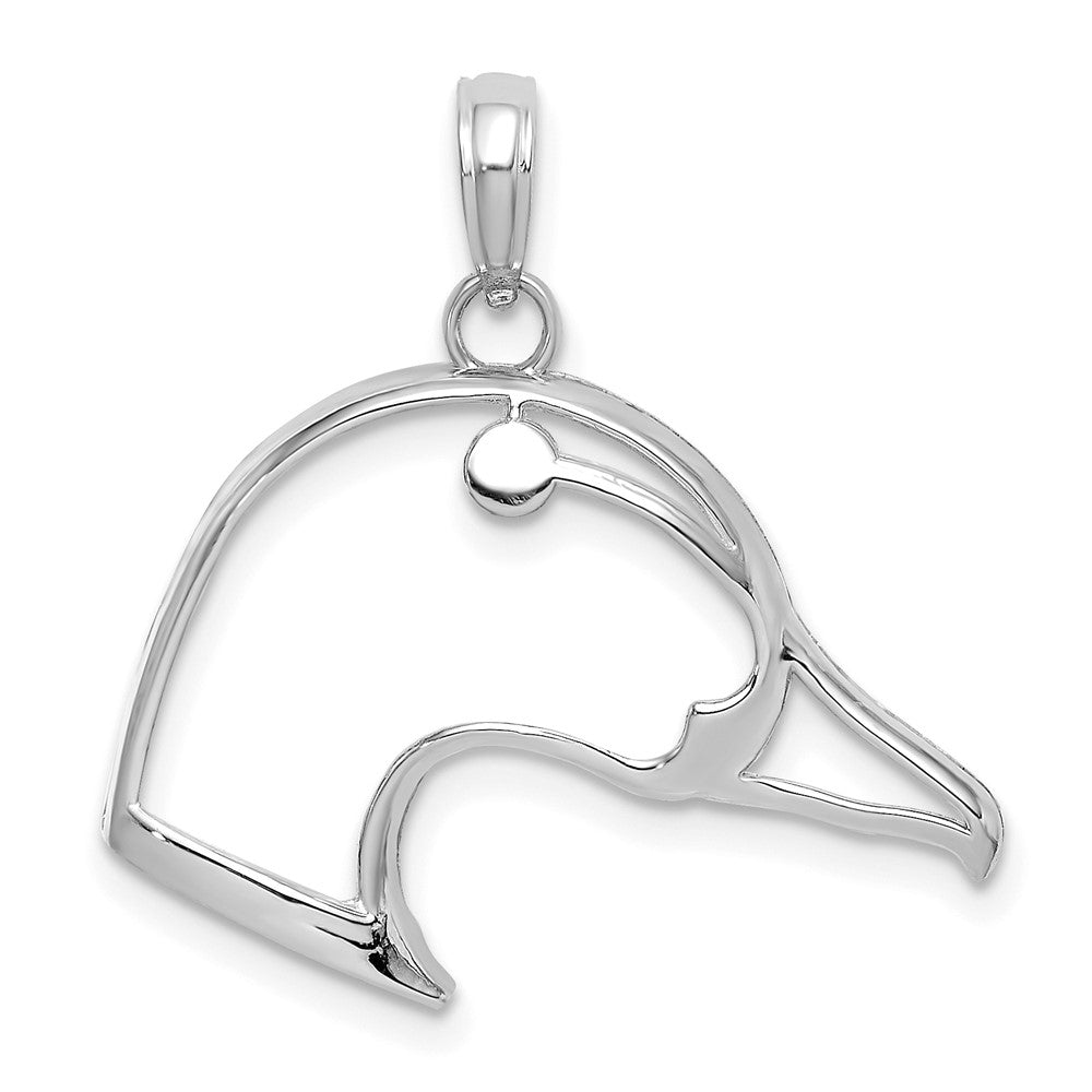 Sterling Silver Rhodium Plated Cut-Out Duck Head Charm