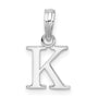 Sterling Silver Rhodium-plated Polished Block Initial -K- Pendant