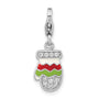 Sterling Silver Amore La Vita Rhodium-plated CZ Enameled Mitten Charm