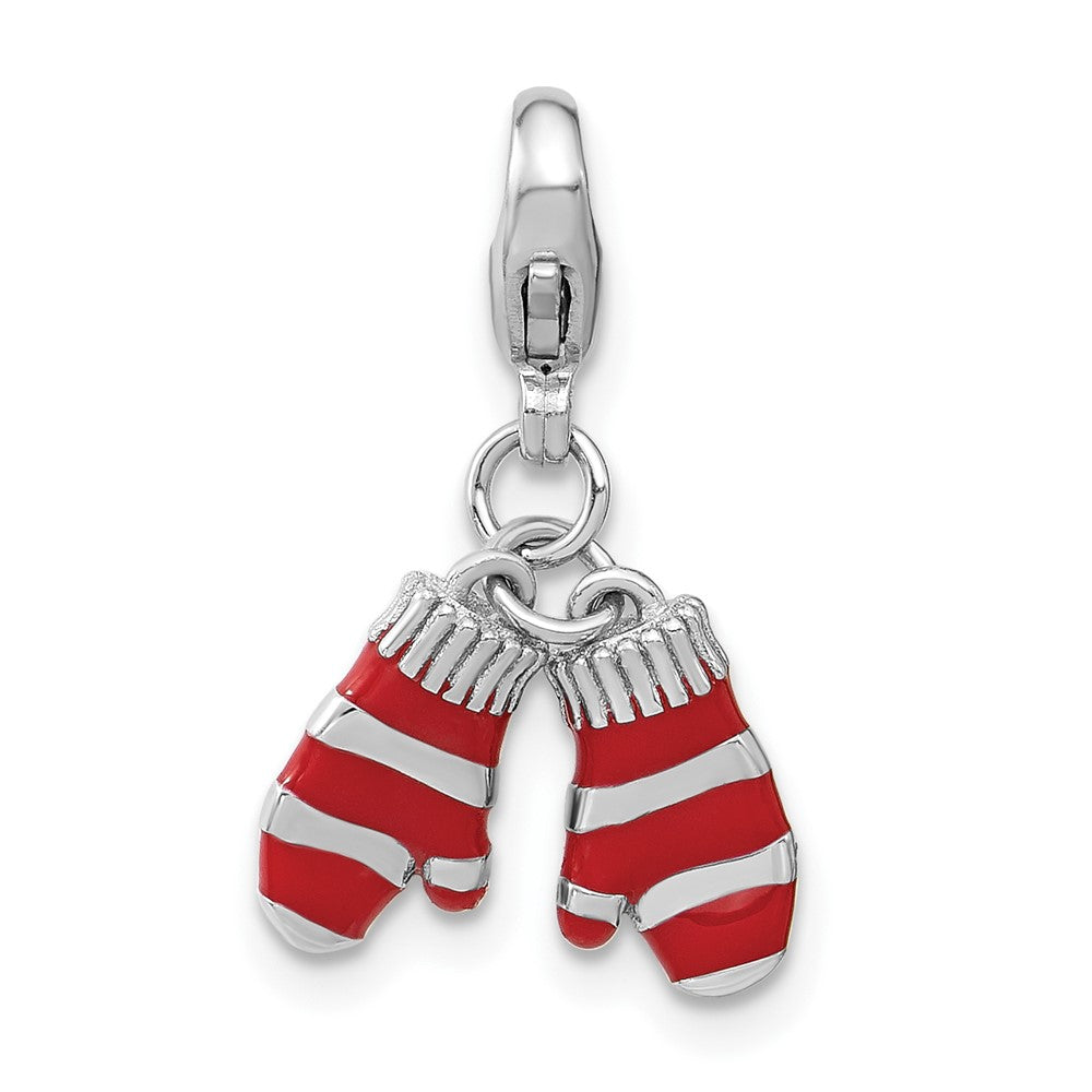 Sterling Silver Amore La Vita Rhodium-plated Enameled Mitten Charm