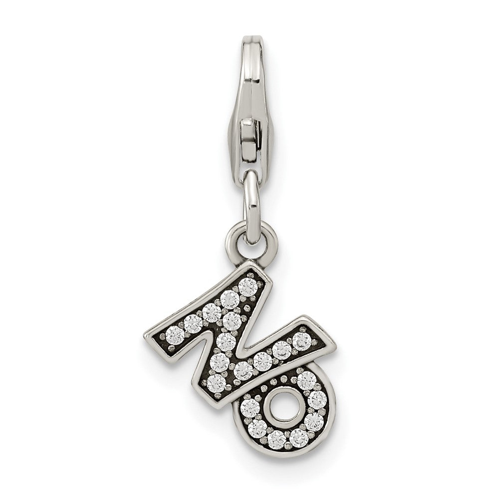 Sterling Silver Amore La Vita Rhodium-pl Antiqued Polished CZ NO Charm