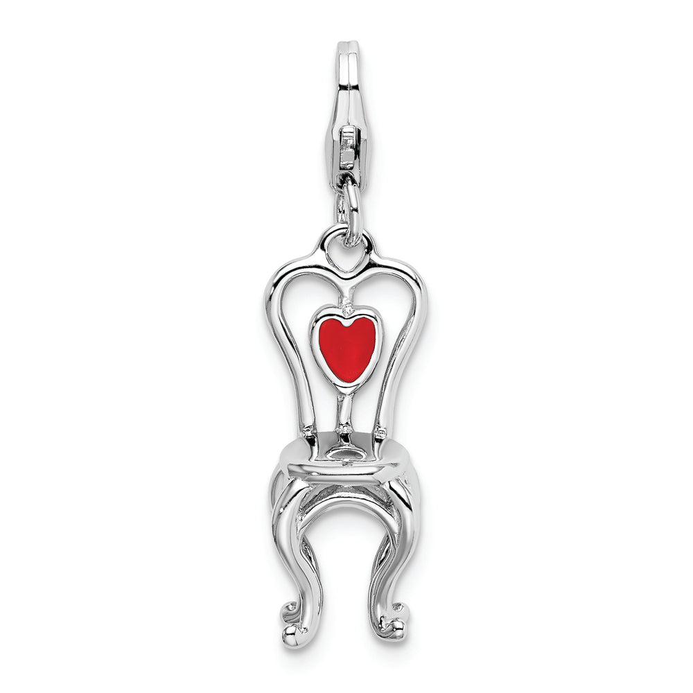 Sterling Silver Amore La Vita Rhod-pl 3-D Enameled Chair Heart Charm