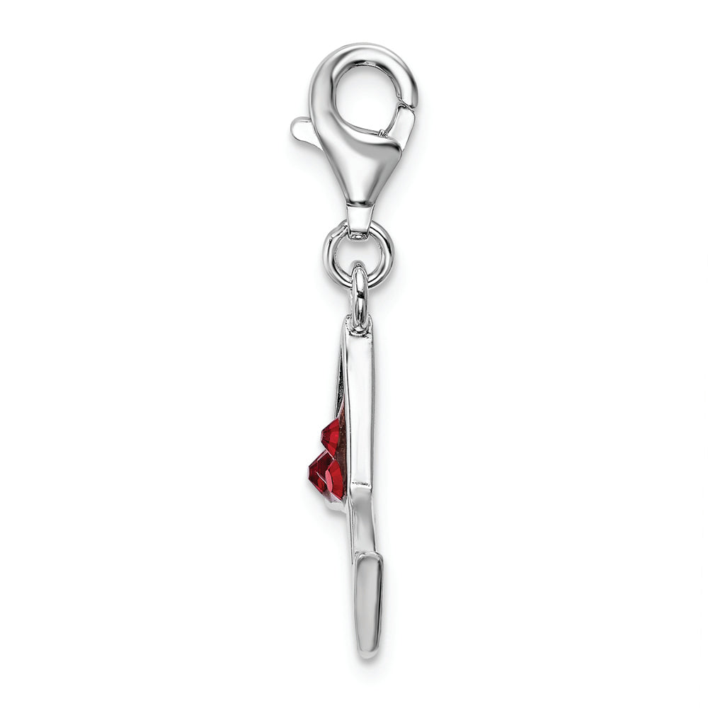 Sterling Silver Amore La Vita Rhodium-pl Red Crystal Martini Glass Charm