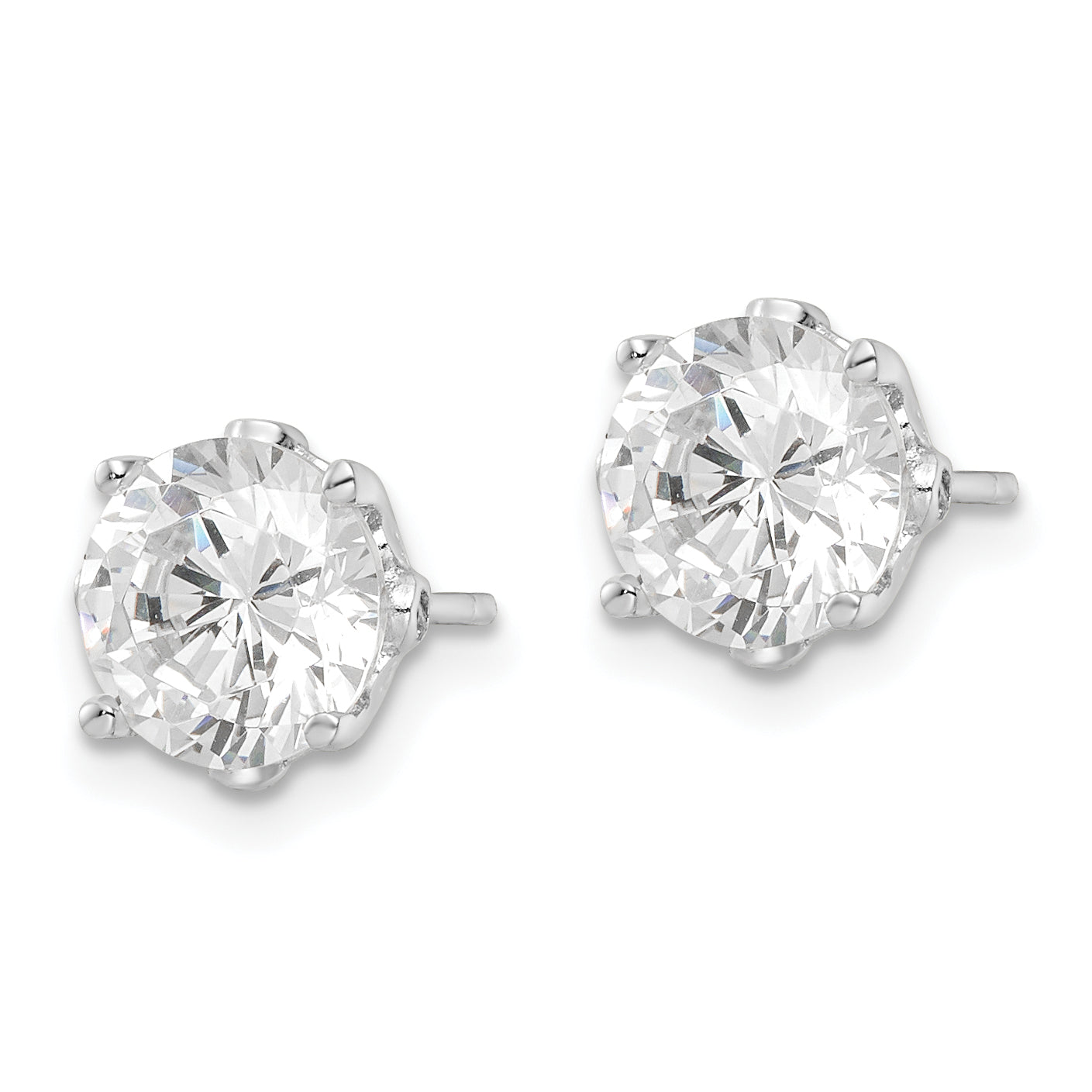 Sterling Silver Cheryl M Rhodium-plated CZ Stud Post Earrings