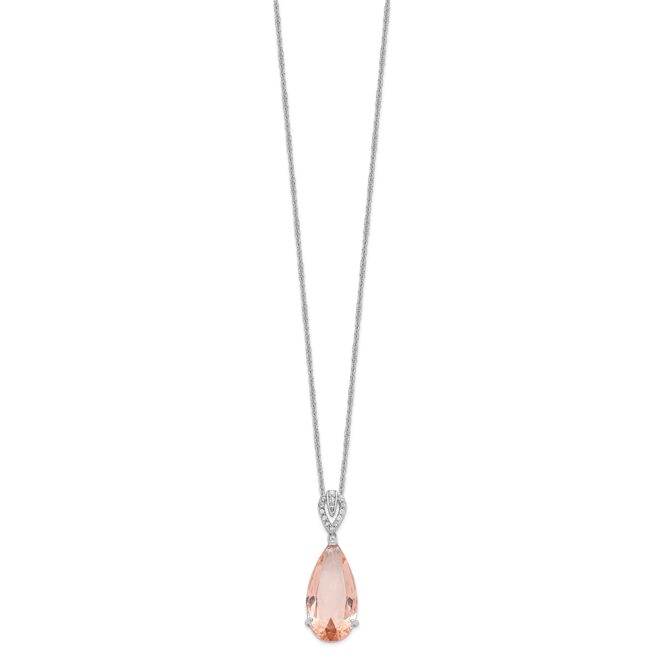 Sterling Silver Cheryl M RH-plated CZ & Simulated Morganite Necklace