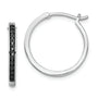 SS RH Plated White Night Black Diamond Hoop Earrings