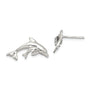 Sterling Silver Rhodium-plated Polished Dolphin and Baby Post Earrings
