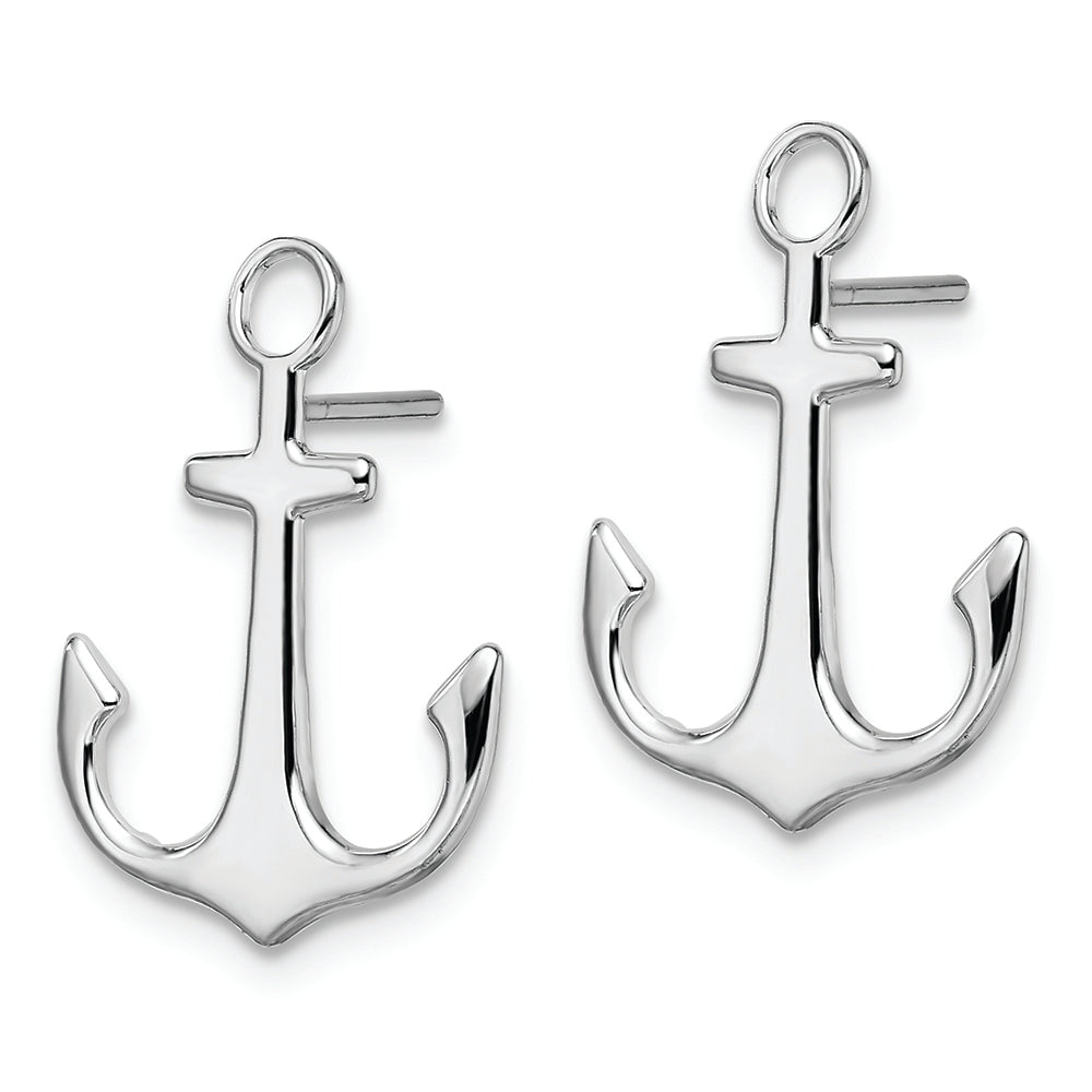 Sterling Silver Rhodium-plated Polished Anchor Post Earrings