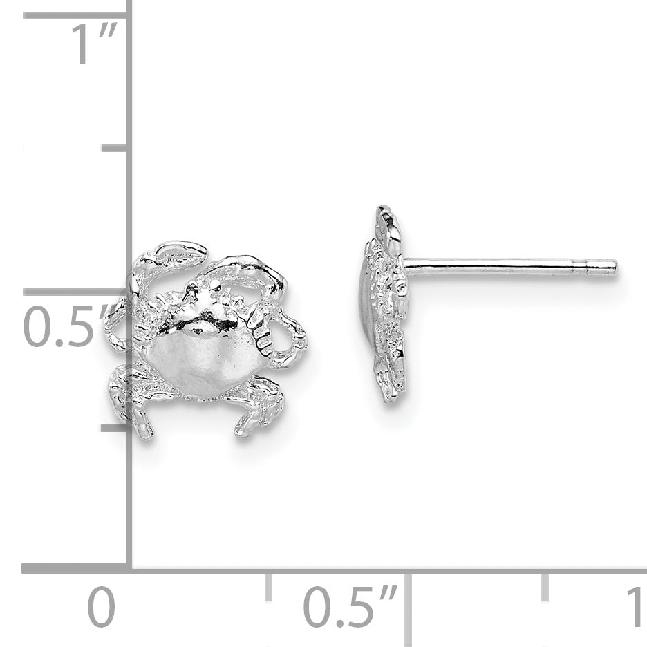 Sterling Silver Rhodium-plated Polished Crab Post Earrings