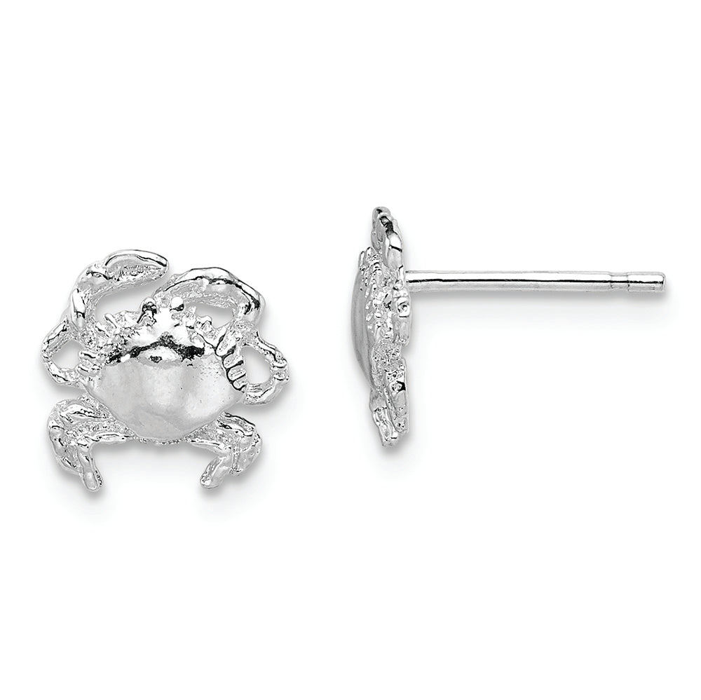 Sterling Silver Rhodium-plated Polished Crab Post Earrings