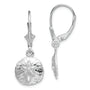 Sterling Silver Rhodium-plated Polished Sand Dollar Leverback Earrings