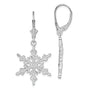 Sterling Silver Rhodium-plated Polished Snowflake Leverback Earrings