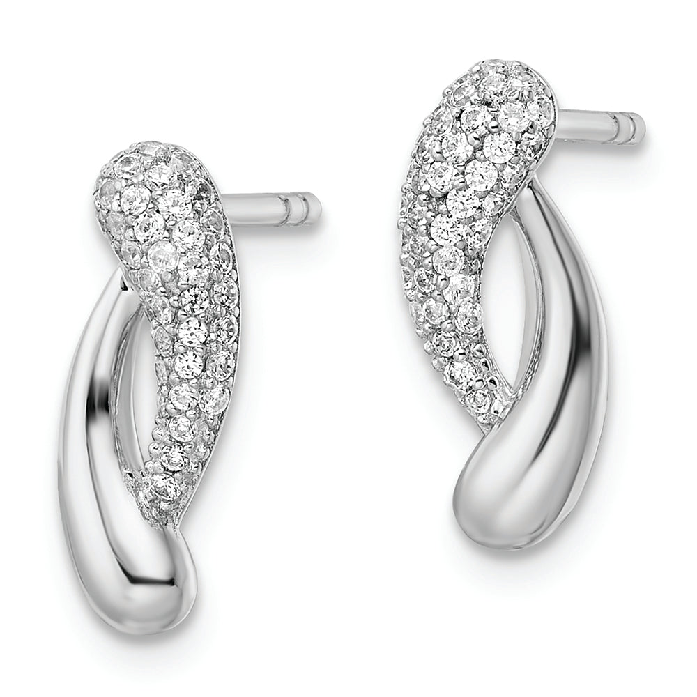 Sterling Silver Rhodium-plated Polished CZ Post Earrings