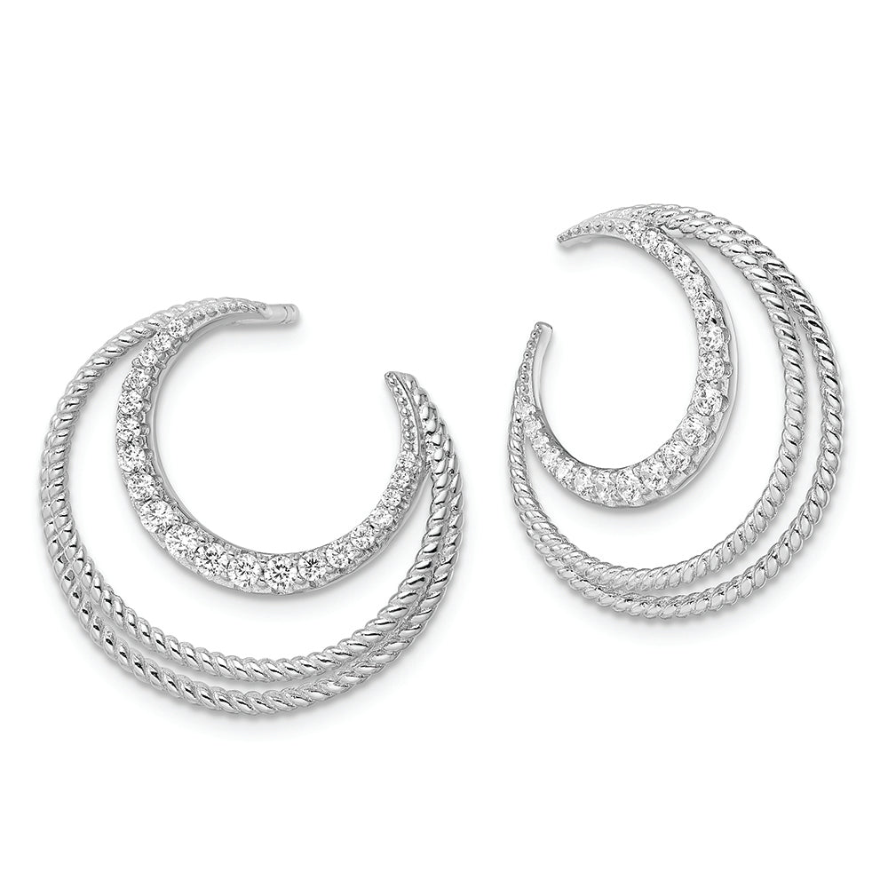 Sterling Silver Rhodium-plated CZ Fancy Post Earrings