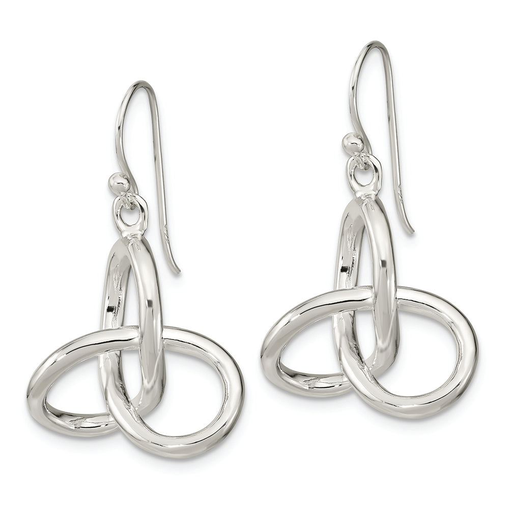 Sterling Silver Polished Knot Dangle Shephard Hook Earrings
