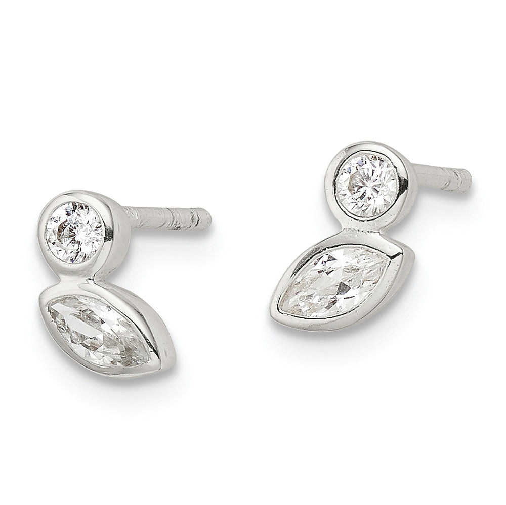 Sterling Silver Polished CZ Post Earrings